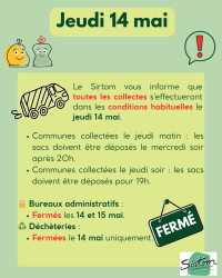 COLLECTE DU SIRTOM JEUDI 14 MAI