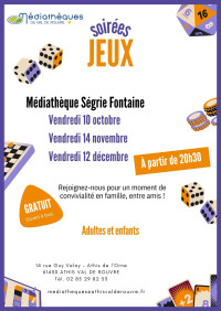 SOIRÉES JEUX - MEDIATHEQUE DE SEGRIE-FONTAINE