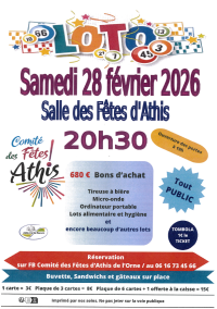 LOTO - SALLES DES FETES D'ATHIS DE L'ORNE - 28 FEVRIER 2026