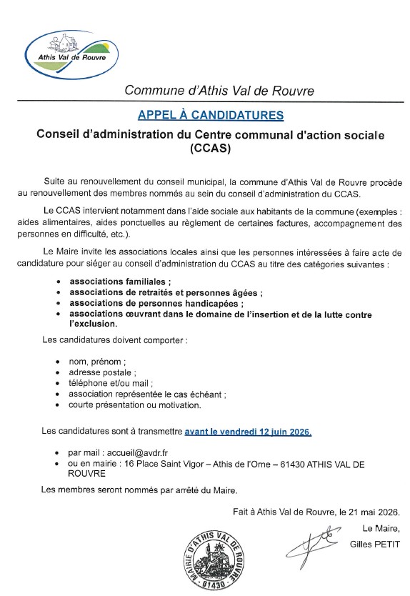 APPEL A CANDIDATURES CCAS