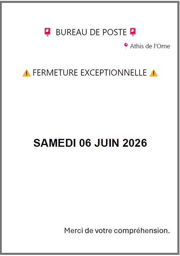 BUREAU DE POSTE FERME