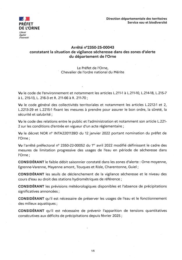 arrete secheresse