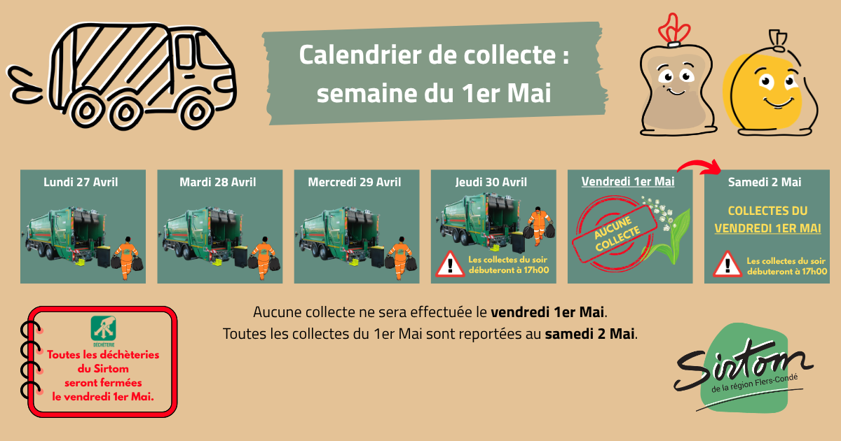 calendrier collecte 1er mai 2