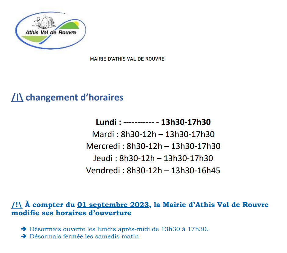 changement horaires