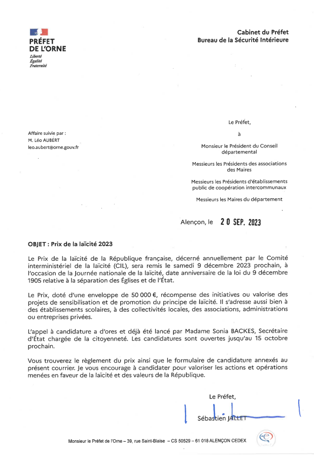 prix de la laïcité