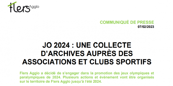 COLLECTE D'ARCHIVES AUPRÈS DES ASSOCIATIONS ET CLUBS SPORTIFS